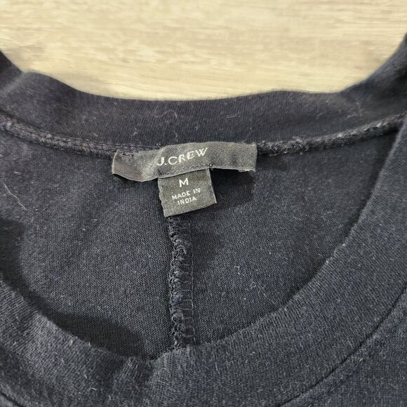 J. Crew Black & Beige Striped Midi Dress Short Sleeve Cotton Womens Size M - Picture 12 of 16